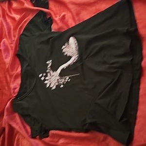 Brand new black T-shirt with pink stiletto.